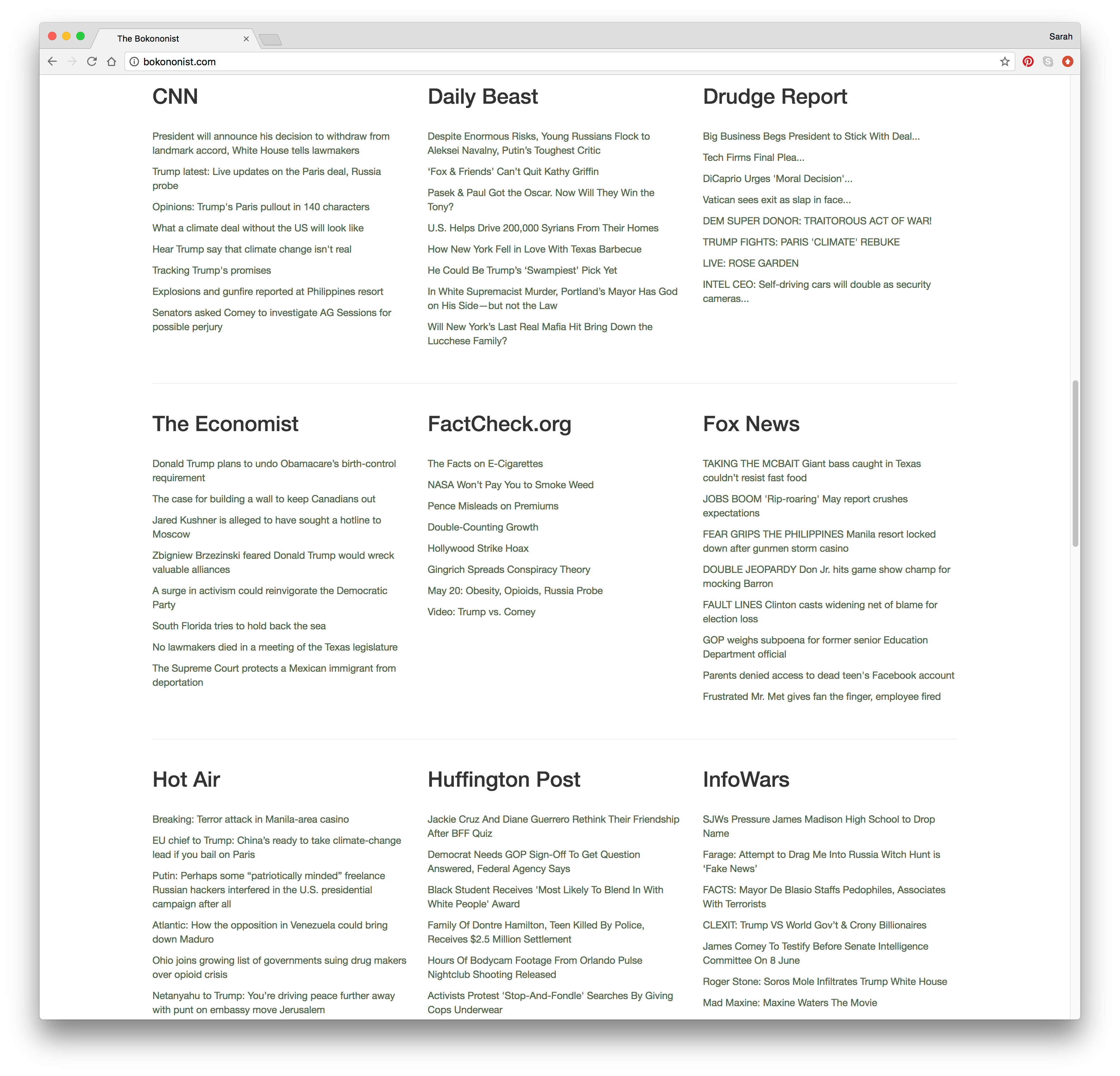 News feeds screenshot
