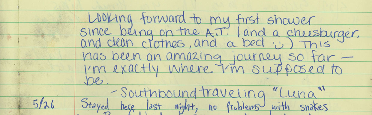 Sarah Kaizar - Appalachian Trail shelter log books